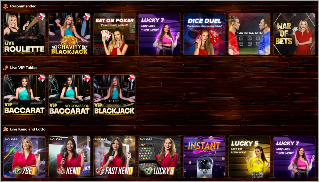 Panoramica di tutti i giochi live al casinò Pirate SpinsItalia