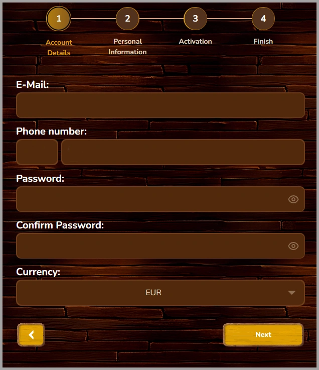 Quick registration for new players at Pirate Spins casino
