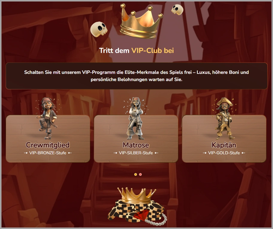 Exklusiver VIP-Club bei Pirate Spins Casino